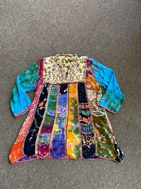 Colorful Boho Patchwork Tunic Top - Multicolor